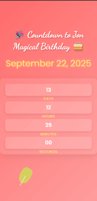 Birthday Countdown Card - A stylish and classy template. WishCraftHub template preview