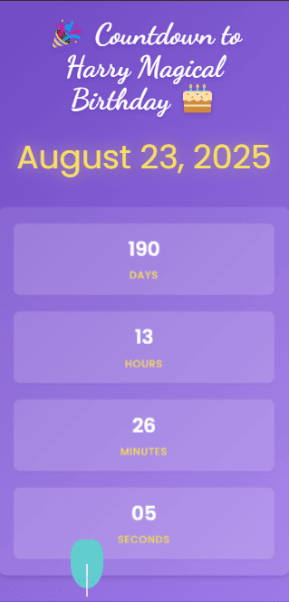 Birthday Countdown Card - Elegant Text Template. WishCraftHub template preview