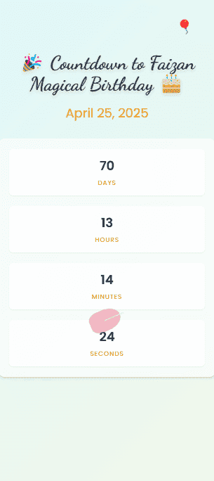 Birthday Countdown Card - Light Color Template. WishCraftHub template preview