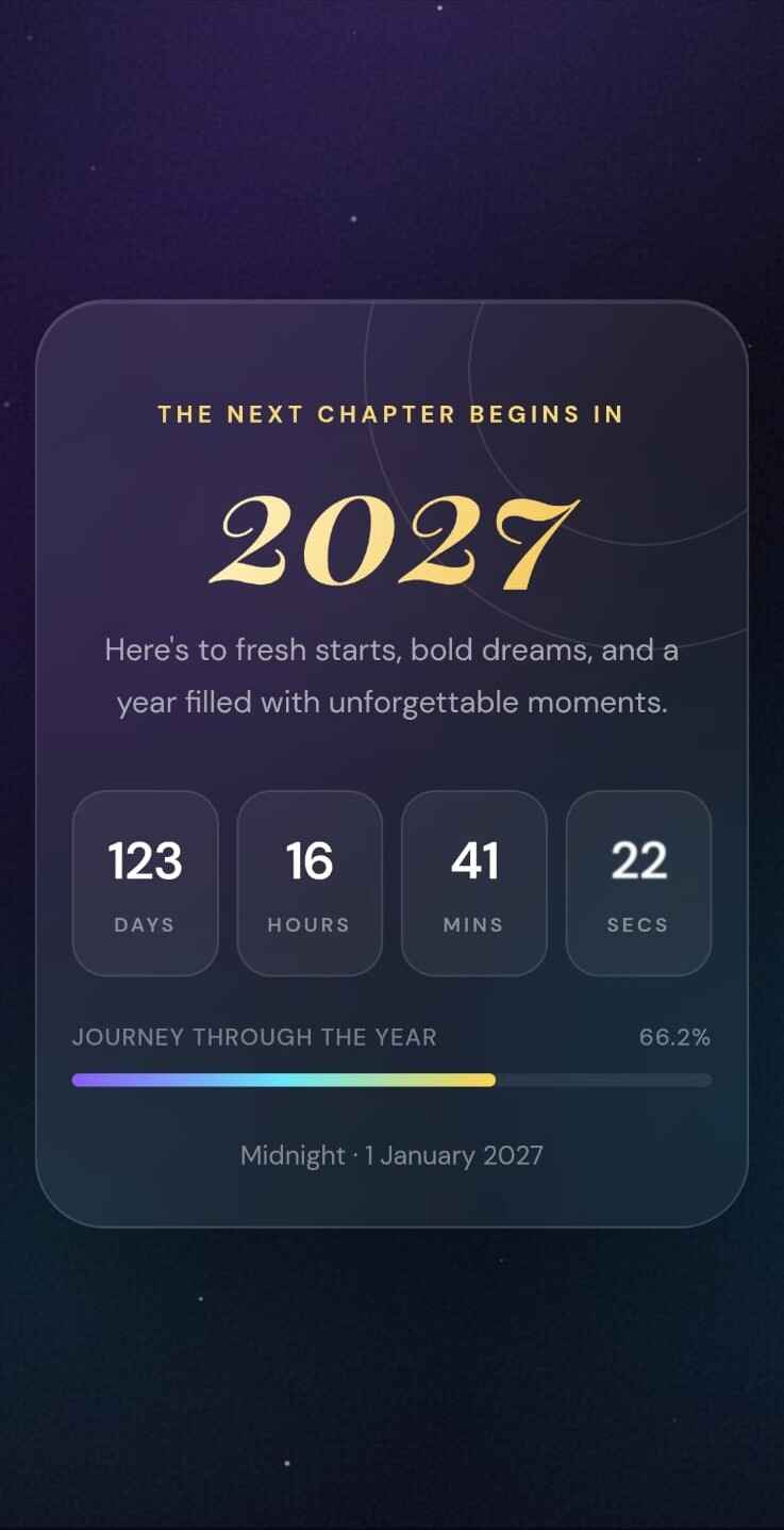 New Year Countdown Greeting Card - A celebratory countdown card for welcoming a new year together. WishCraftHub template preview